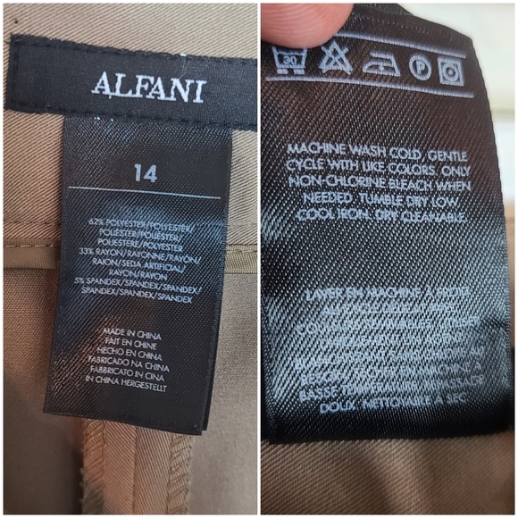 ALFANI business professional suit fancy dress pants size 14 brownish tan color - Picture 4 of 5